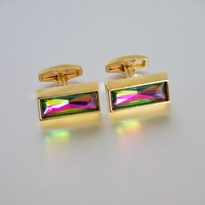Pink Jeweled Cufflinks Modern Iridescent Bling